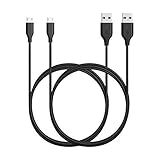 Anker [2-Pack] Powerline Micro USB (6ft) - Durable Charging Cable, with Aramid Fiber and 5000+ Bend Lifespan for Samsung, Nexus, LG, Motorola, Android Smartphones and More (Black)