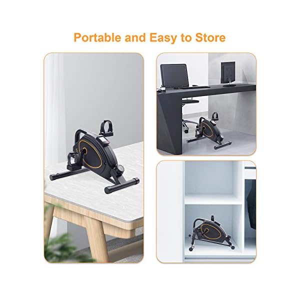 Mini-Exercise-Bike-Pedal-Exerciser-Under-Desk-Bikes-Stationary-Magnetic-Cycle-Home-Office-Portable-Workout-Equipment-8-Levels-Adjustable-Tension-Resistance-Bands-Included Mini Exercise Bike Pedal Exerciser Under Desk Bikes Stationary Magnetic Cycle Home Office Portable Workout Equipment 8 Levels Adjustable Tension (Resistance Bands Included)