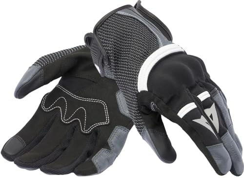 Dainese - Namib Gloves, Summer Motorcycle Gloves, with Elastic and Ventilated Fabric, Touchscreen, Men, Black/Iron Gate, XS