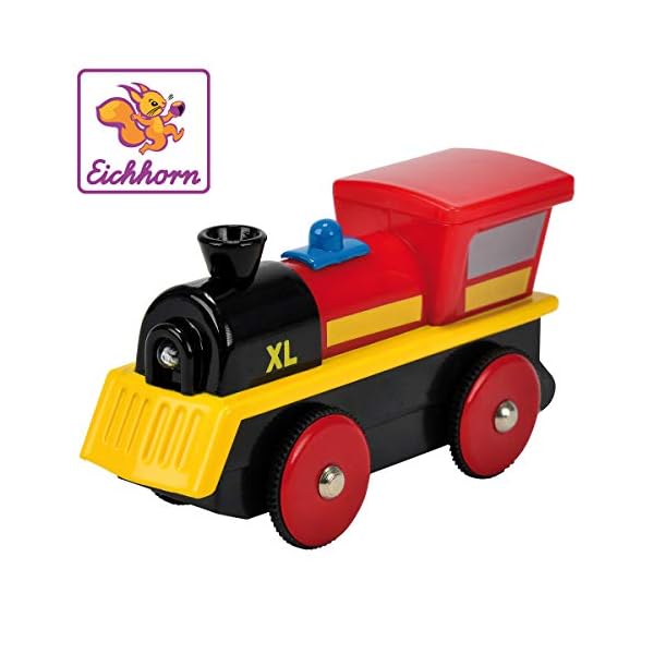 Eichhorn 1885 100001301 - Bahn, E-Lok 10,5 cm, mit 4-Radantrieb und vier Funktionen, inkl. Batterien 60 min. Laufzeit