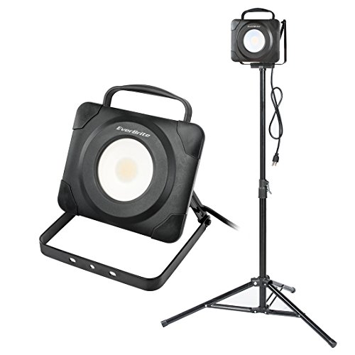 EverBrite LED Work Light 3000 Lumens Super Bright Lights with Telescoping Tripod Stand Lamps and 5 Ft Power Cord