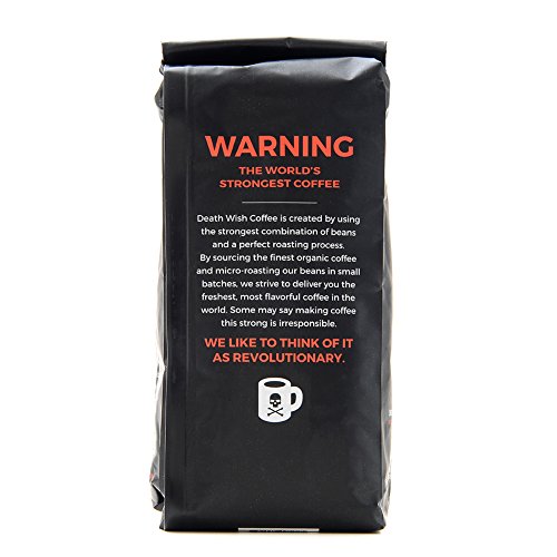 Death Wish Ground Coffee, The World's Strongest Coffee, Fair Trade and USDA Certified Organic, 16 Ounce Grocery & Gourmet Food, Beverages, Coffee, Tea & Cocoa, Coffee, Ground Coffee