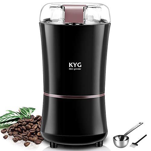 KYG Kaffeemühle 300W Elektrische Kaffeemühle Kaffeebohnen Nüsse Gewürze Getreide Mühle mit Edelstahlmesser 50g…