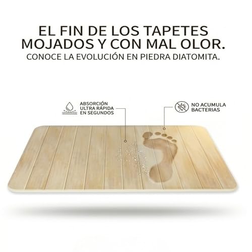 mavife Diatomite Bath Mat 60 x 39 cm – Quick Drying Anti-Moisture – Ultra Absorbent Non-Slip Bath Mat – Instant Drying for Shower and Sink – Premium Wood Effect