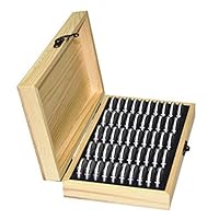 PROKTH Coins Case, Coin Storage Box,50 Grids Coin Holder Case with Storage Wooden Box Coin Collection Supplie for Commemorative Coins Medals Collection