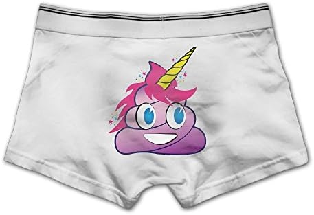 Louisa Men's Unicorn Poop Emoji Boxer Briefs Underwear Modern Cotton Trunk M White