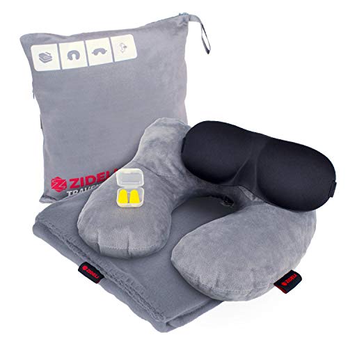 ZIDELI Travel Blanket 4in1 Luxury Travel Set Premium 200gsm