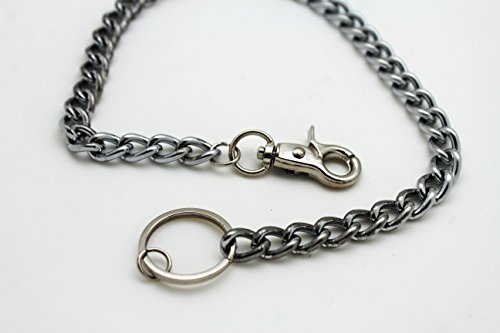 TFJ Men Wallet Chain Biker Fashion Jeans Keychain Classic Links Basic Plain Silver