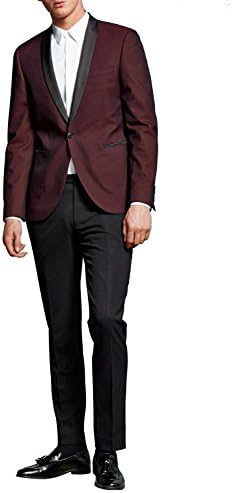 HBDesign Men 2 Piece 1 Button Shawl Lapel Slim Fit Fashion Modern Tux