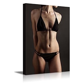Canvas Prints Wall Art - Sexy Swinsuit Model with Toned Physique - 12" x 18"