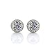 NANA 14k Gold Post & Sterling Silver-Swarovski-Zirconia Round Halo Stud Earrings 4.0mm5.25mm6.5mm & 7.5mm