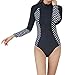 LAPAYA Women's One Piece Swimsuit Long Sleeve Polka Dot Front Zipper Surf Wetsuit