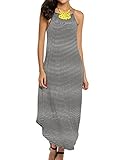 Halife Women's Summer Casual Stripe Sleeveless Loose Beach Swing Dress (M, Black Stripe)