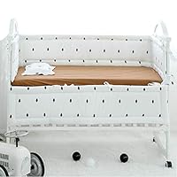 YWXJY Baby Cotton Breathable Crib Bumper Pads Washable Newborn Bedding Set with Pillow, Crib Rail Guard Protector Padding, 4-Sides Coverage, Cot Bumper Boys Girls, Height 28cm -105x60cm_A2