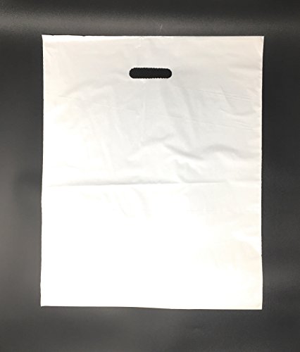 White Merchandise Plastic Shopping Bags - 100 Pack 12" x 15"with 1.25 mil Thick | Die Cut Handles | Perfect for Retail Shops, Party Favors, Birthdays, Children Parties | Color White | 100% Recyclable - Thumbnail 4