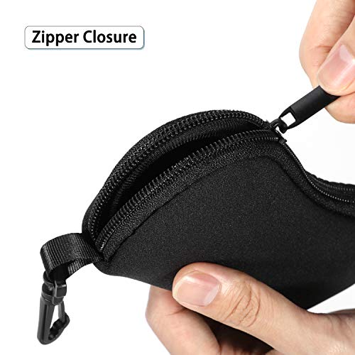 Hifot Soft Eyeglasses Case 2 Pack, Neoprene Porteble Travel Slip in Eyeglasses Bag Sunglasses Pouch Holder with Clip - Thumbnail 3