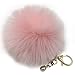 Iuhan Fashion Fluffy Faux Rabbit Fur Ball Charm Car Keychain Handbag Key Ring (Pink)