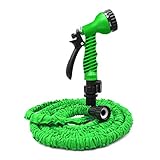 Garden Hose, Water Hose, 25/50FT Expandable Garden Water Hose, Double Latex Core - Extra Strength Fabric Protection - 7 Functions Spray Nozzle, Collapsible Hose for Flowers and Plants (25FT, Green)