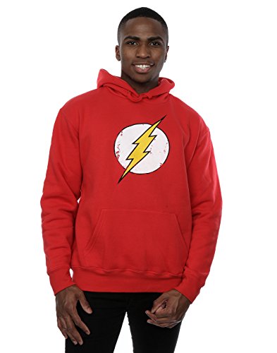 DC Comics Men's Flash Distressed Logo Hoodie Large Red