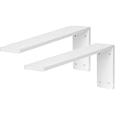 Countertop Support Bracket 14 Inch 2 Pack 3/8" Thick White Heavy Duty Granite Support Bracket 14"x6"x2.5" L Shape Iron Metal Support for Granite Quartz Wood Laminate Countertops