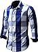 Neleus Men's Long Sleeve Button Down Plaid Shirts,112,Blue,M,Tag L