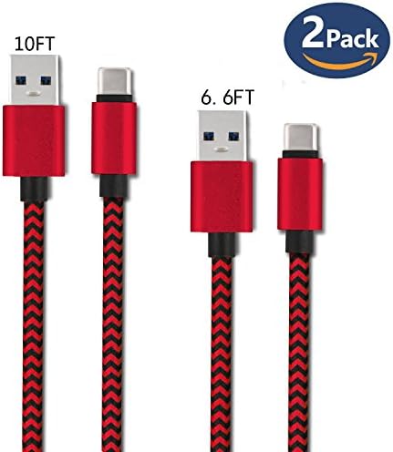 Braided usb c cable cable Roseking(2PACK 6.6ft/ 2M+10FT/3M)Braided Fast Charger Cord braided charging cable for New Macbook LG G6 Google Pixel Nexus 6P Samsung Galaxy S8+ lg g5 Nintendo Switch