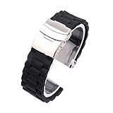 Tonsee Mens Silicone Rubber Watch Strap Band Waterproof with Deployment Clasp 22mm