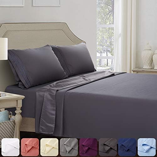 Amazon Com Abakan Bed Sheet Set Queen Size Super Soft 4 Piece Bedding Sheet Smooth Microfiber 1800 Thread Count Luxury Premium Cooling Sheets Breathable Fade Resistant Deep Pocket Queen Dark Grey Kitchen