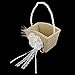 Tinksky Flower Gril Basket Vintage Pearl Ribbon Flower Decorated Burlap for Wedding Ceremony Party