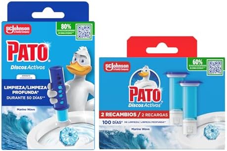 WC ativo discos marinhos, limpa, refresca e perfuma a sanita, eficiência 360°, embalagem 1 dispositivo + 3 recargas = 18 discos