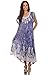 Sakkas 15900 - Bree Long Embroidered Cap Sleeve Marbled Dress - Indigo - OS