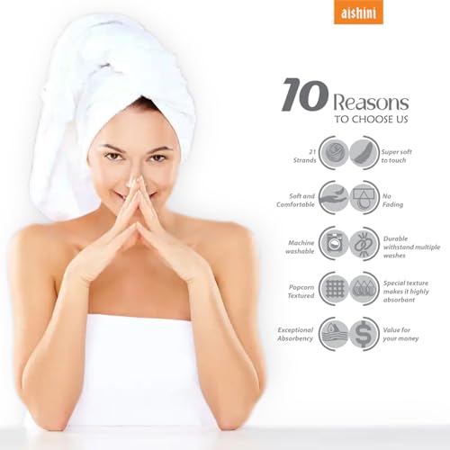 Aishini Bath Towel Set Pack of 3, (140 x 70 cm) (35 x 35 cm) Microfiber Ultra Soft Highly Absorbent Hand Towels Set, Lightweight and Quick Drying for Body, Beach, Sport, Yoga, SPA (White)