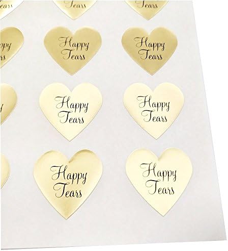 Happy Tears Stickers by Once Upon Supplies, Seals and Labels for Tissues, Wedding Favors, 1.5" x 1.5", Gold Foil, 48 Stickers