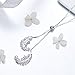 BAMOER Sterling Silver Adjustble Feather Necklace Angel Feather Pendant Long Chain Necklace Women Girl Gift