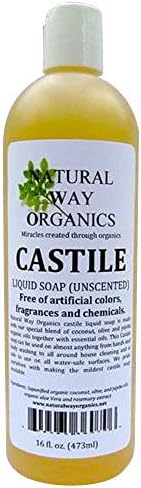 Natural Way Organics Ultra Mild Unscented Castile Soap - Perfect for Natural Skin Care and Hair Care - Make Your Own DIY Green Cleaning Products - 100% Pure - No Artificial Chemicals, Fragrances or Colorants