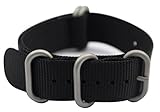 ArtStyle Watch Band with 1.5mm Thickness Quality Nylon Strap and Heavy Duty Brushed Buckle (Black, 24mm)