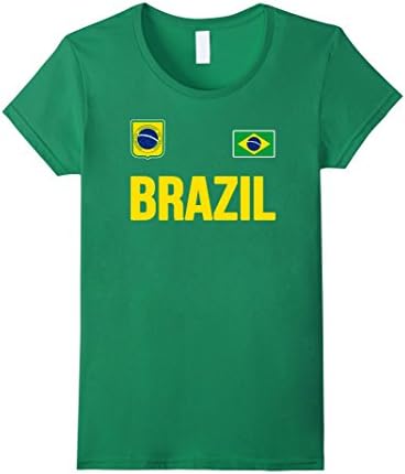 Womens BRAZIL T-shirt Brazilian Flag Soccer Jersey Style Medium Kelly Green