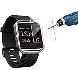 Fitbit Blaze tracker Screen Protector, V-Moro Premium Screen Film 2.5D Round 0.3mm Real Tempered Glass Screen Protector For Fitbit Blaze Smart Fitness Watch (2-Pack Screen Film)