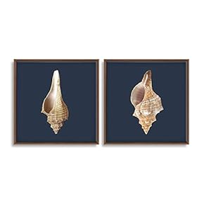2 Piece Framed Canvas Wall Art for Living Room, Bedroom Conch Theme Canvas Prints for Home Decoration Ready to Hang - 16"x16"x2 Panels