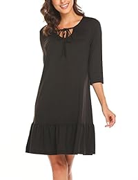 burlady Mujer Cuello En V Túnica Vestido Primavera Empire cintura Babydoll una línea vestido de Swing