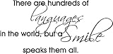 There are hundreds of languages in the world, but a smile speaks them all inpsirational home vinyl wall quotes decals sayings art lettering