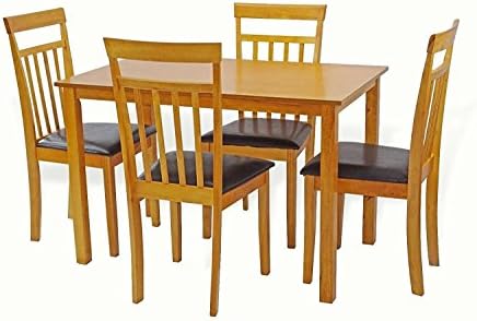 Dining Kitchen Set of 5 Classic Dining Table And 4 Side Warm Chairs Classic Style Wood in Maple Finish