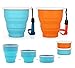 Set of 2 Large Size 100% Food-grade Silicone Collapsible Cups, Colorful Retractable Water Cups, Compact Cups with Wrist Strap, Concealed Compartment, Cups for Travel Home Work