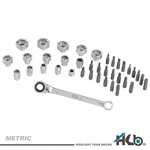 HB AGM025-G Pass-Thru 120 Teeth Ratchet Wrench Set 38 Pieces | Non-Slip Grip Plus Cups for Damaged Screws + Star Bits | CR-V & S2 with Portable EVA Case – Made in Taiwan