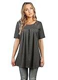 imimimomo Women's Short Sleeve Loose Fit Leggings Comfy Flattering T-Shirt Flare Tunic Tops