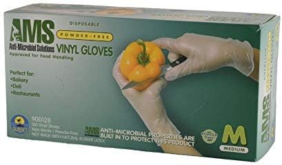 Amazon Com Ams Anti Microbial Powder Free Vinyl Gloves Medium Health Personal Care