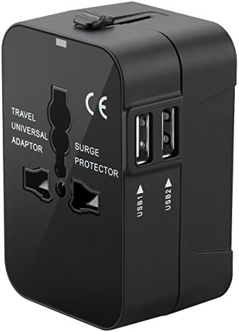 Travel Adapter, Aitmexcn Worldwide All in One Universal Power Adapter Wall AC Power Plug Adapter Wall Charger Power Converter with Dual USB Charging Ports for USA EU UK AUS Cell Phone Laptop
