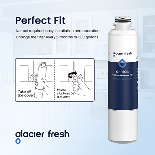 GLACIER FRESH DA2900020B Refrigerator Water Filter Compatible with