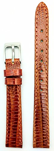 12mm Bronze/Honey Brown Genuine Leather Watch Band | Teju Lizard Grain Lightly Padded Replacement Wrist Strap That Brings New Life to Any Watch (Womens Standard Length)