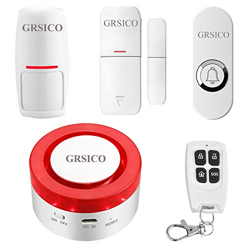 GRSICO WiFi Burglar Alarm System Kit for Smart Home Apartment Security, with Alexa and APP Push Notifications No Monthly Fee (5PCS)